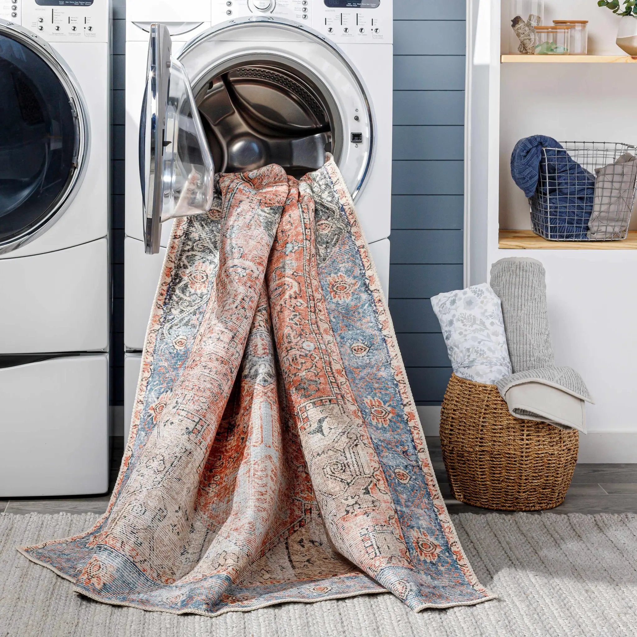 Rosman Distressed Washable Rug by Hauteloom