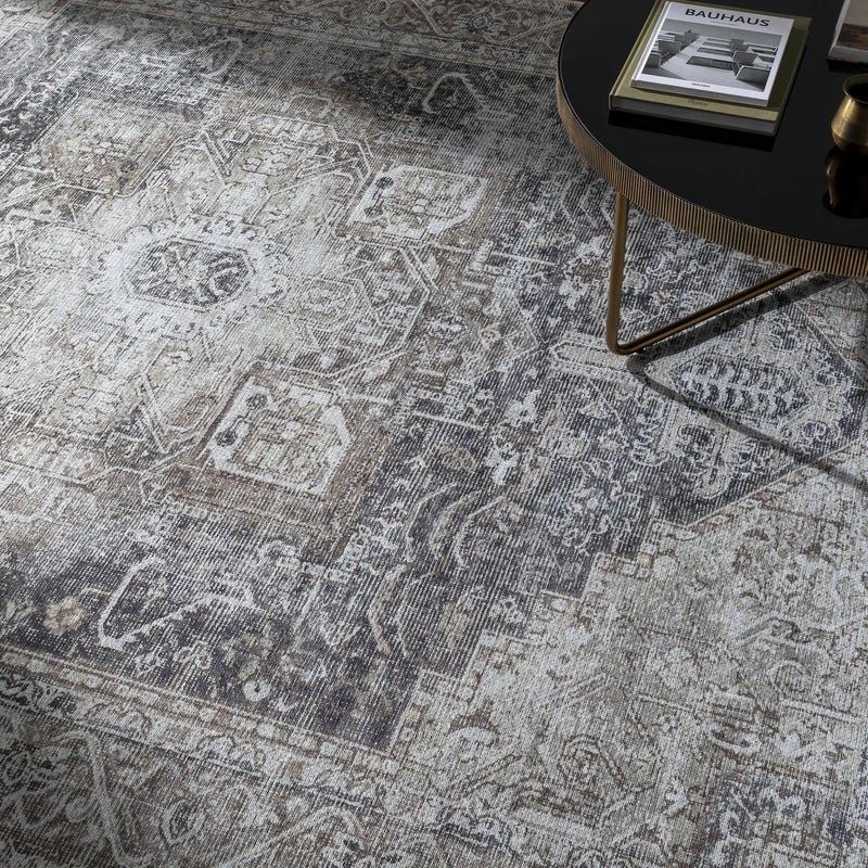 Beige Rosman Washable Area Rug by Hauteloom