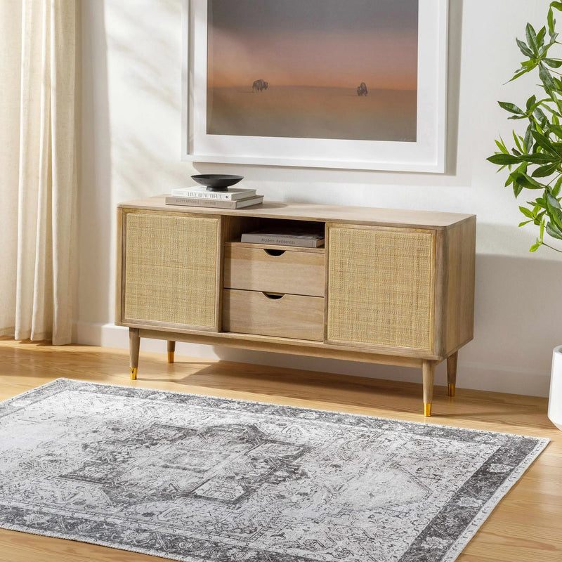 Rosman Gray Washable Area Rug by Hauteloom