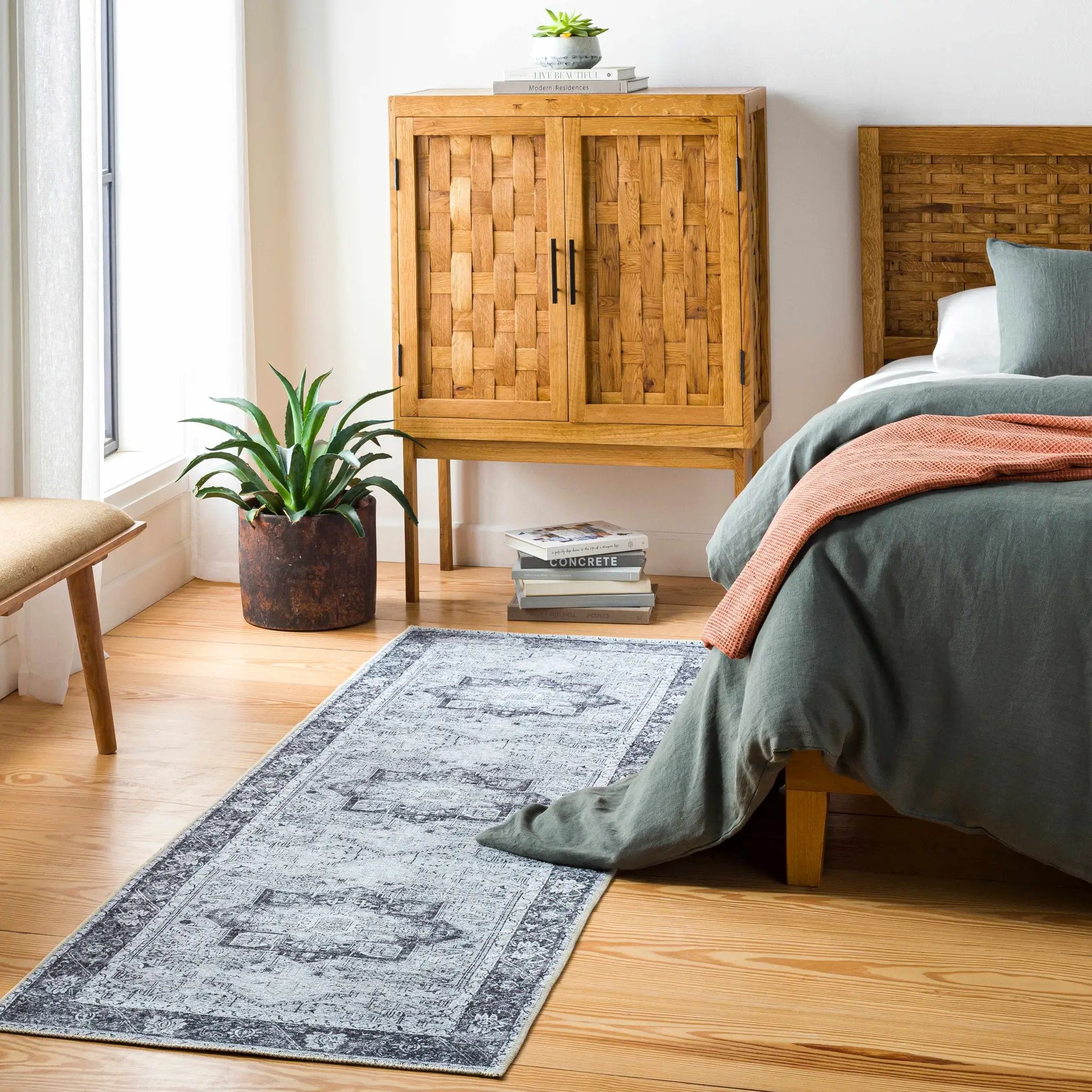 Rosman Gray Washable Area Rug by Hauteloom