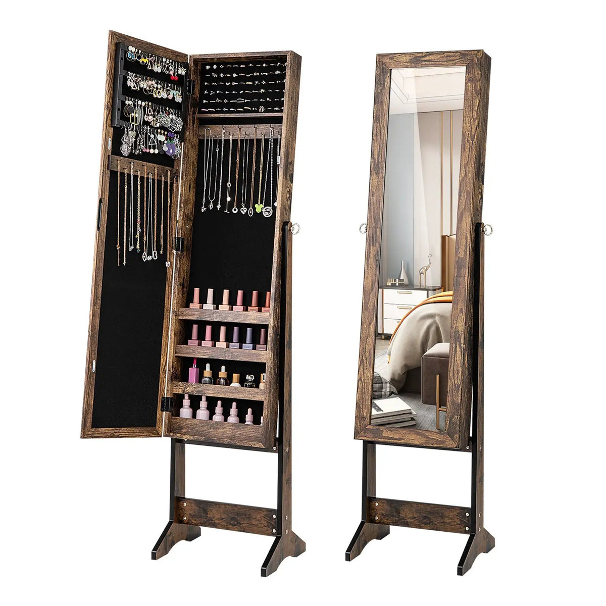 Mirrored Standing Jewelry Cabinet Storage Box, photo 9 of 13