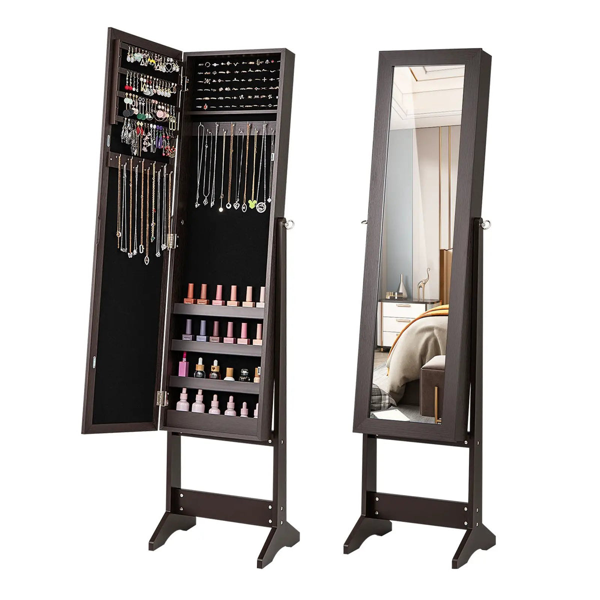 Mirrored Standing Jewelry Cabinet Storage Box, photo 10 of 13