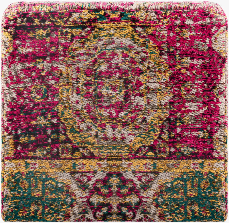 Gretna Magenta Ottoman Pouf by Boutique Rugs