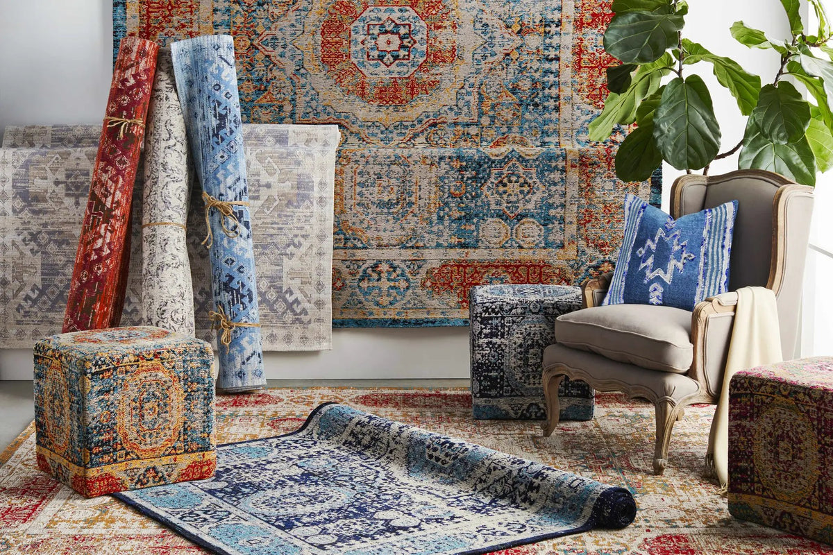 Wrangell Blue/Red Damask Carpet - Clearance, photo 8 of 8