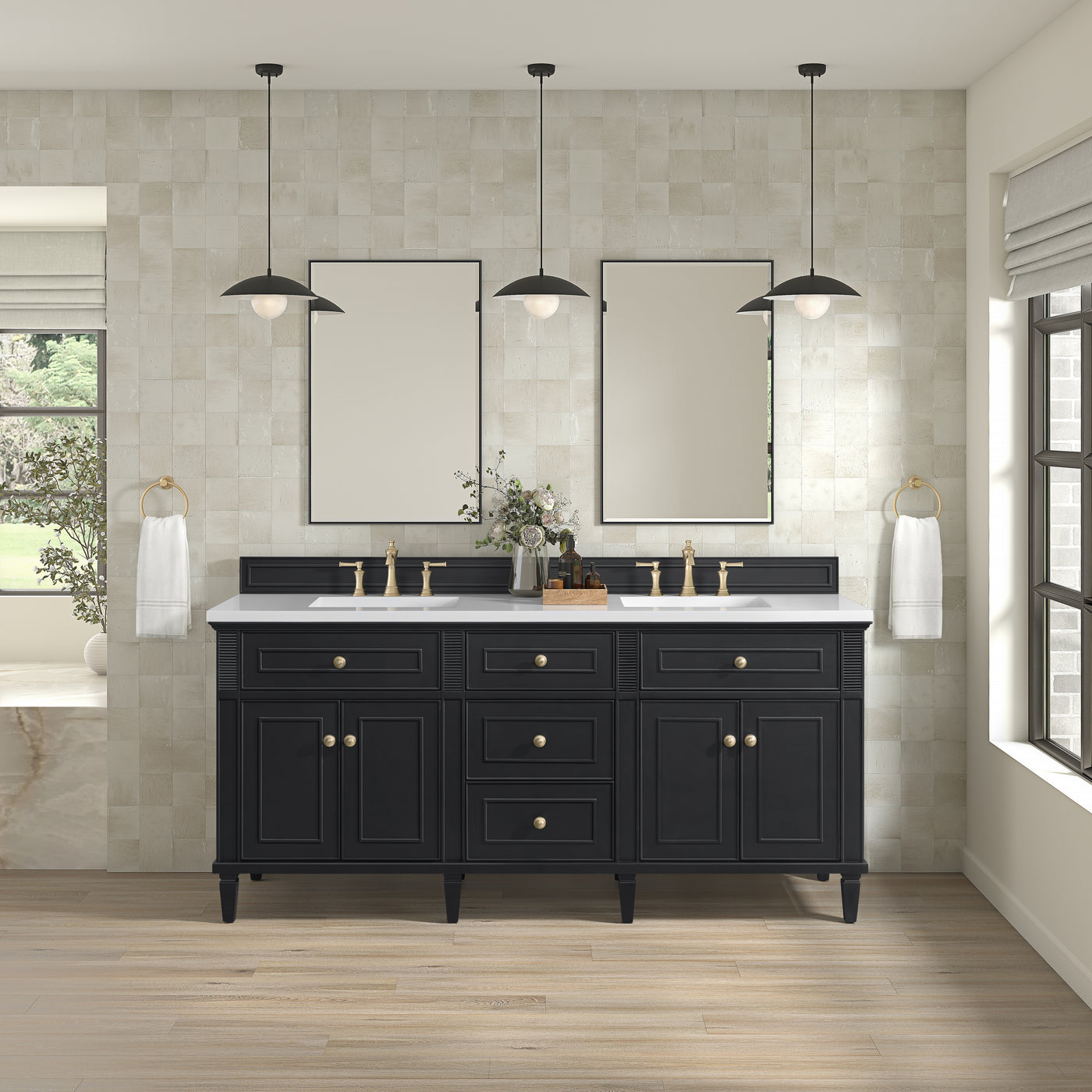 James Martin Lorelai 72" Double Bathroom Vanity, Black Onyx, view 31