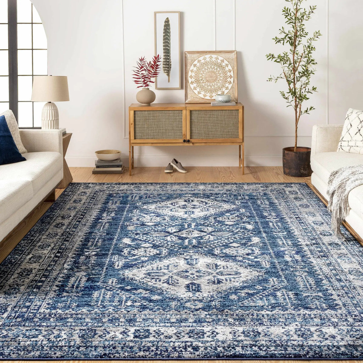 Andes Blue Area Rug, installed in a room 5