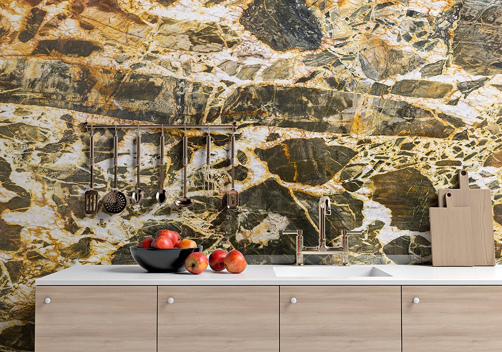 Andes Polished Quartzite Slab Random room scene 2