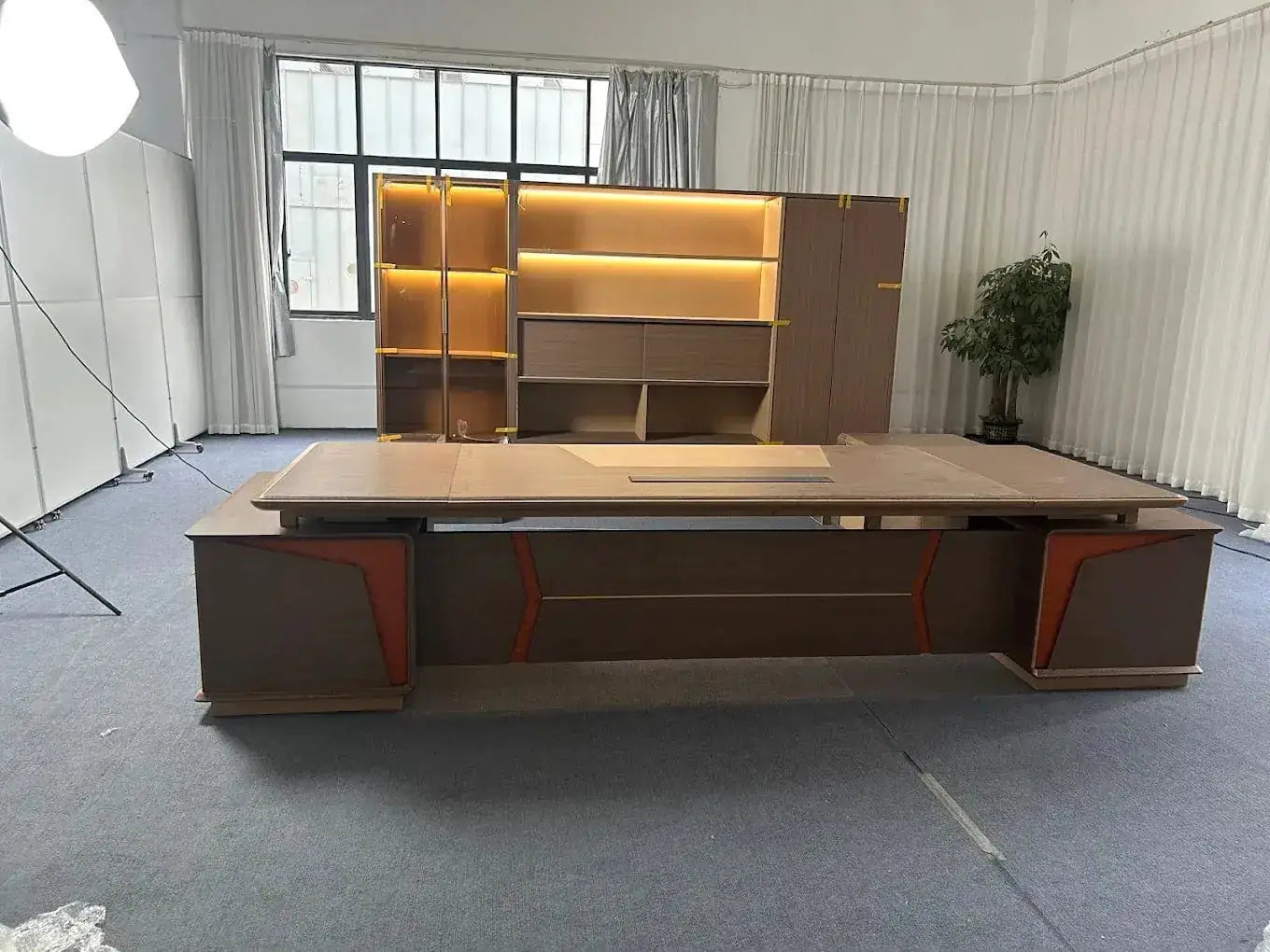 Hartwell · Modern Office Shelves w/ Lighting & Storage by Arc Grove
