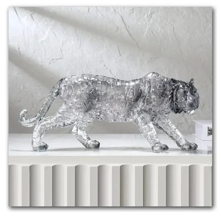 Golden Leopard Animal Sculpture with Gold Foil Resin for Home Decor by House Of Avana