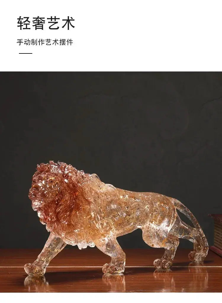 Golden Leopard Animal Sculpture with Gold Foil Resin for Home Decor by House Of Avana