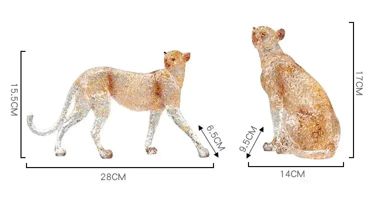 Golden Leopard Animal Sculpture with Gold Foil Resin for Home Decor by House Of Avana
