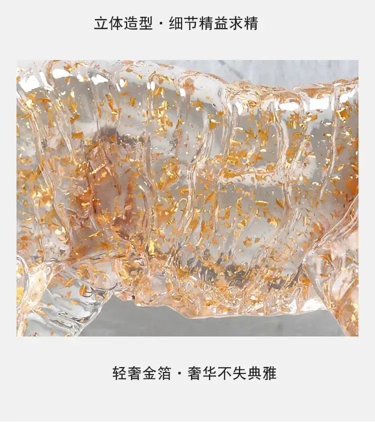 Golden Leopard Animal Sculpture with Gold Foil Resin for Home Decor by House Of Avana