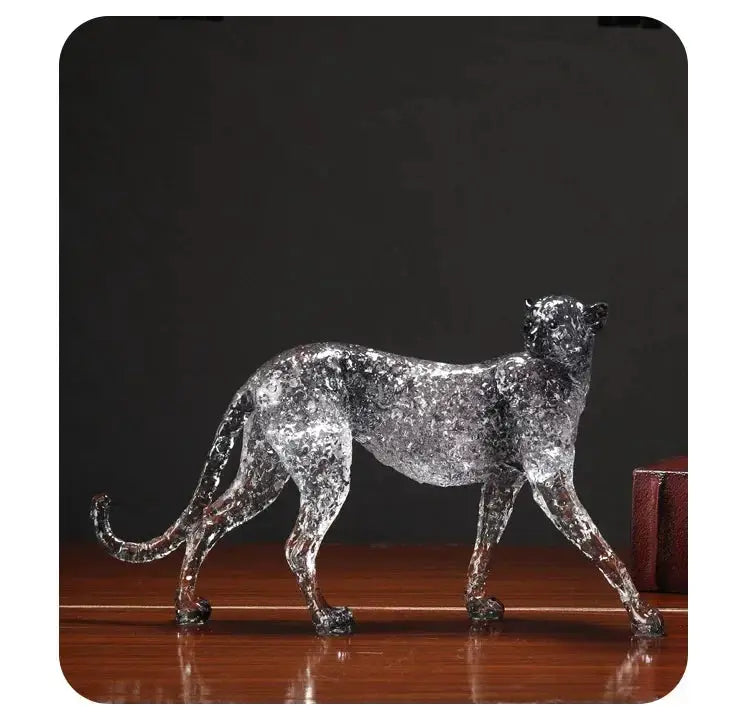 Golden Leopard Animal Sculpture with Gold Foil Resin for Home Decor by House Of Avana