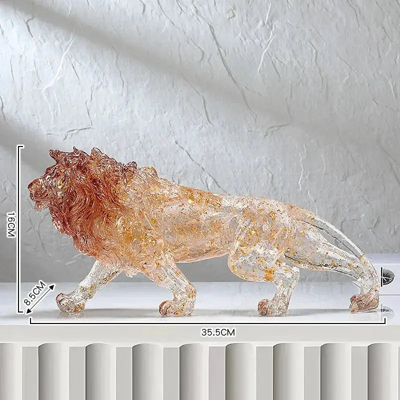 Golden Leopard Animal Sculpture with Gold Foil Resin for Home Decor by House Of Avana