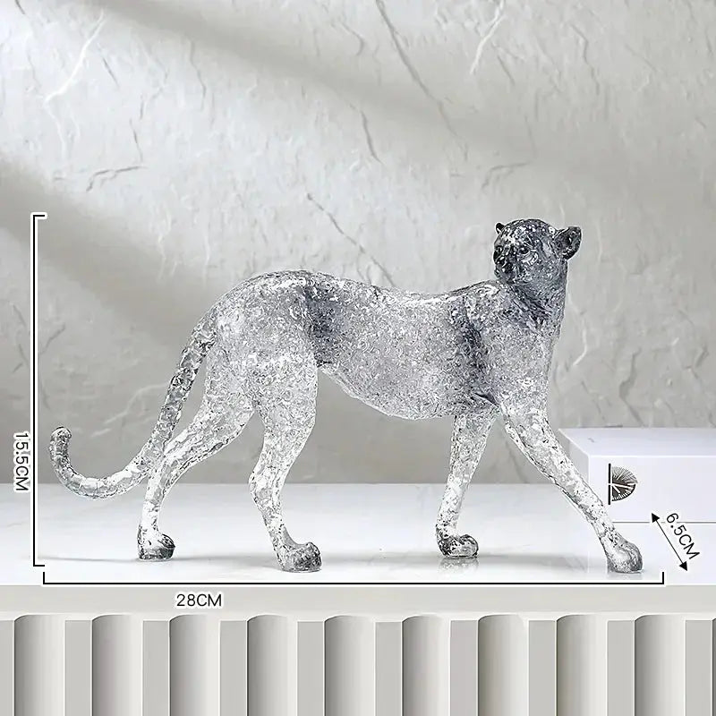 Golden Leopard Animal Sculpture with Gold Foil Resin for Home Decor by House Of Avana