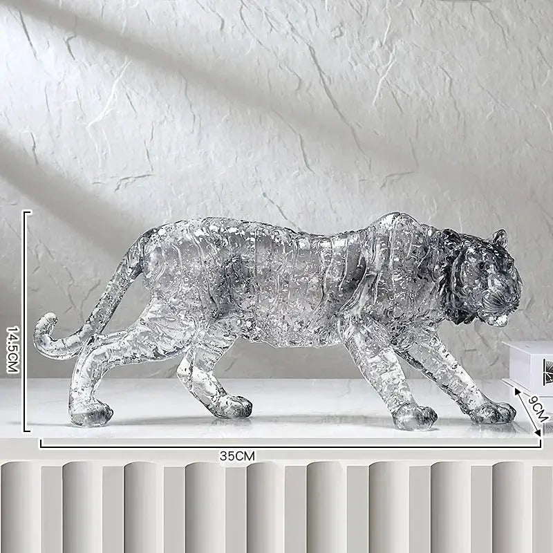 Golden Leopard Animal Sculpture with Gold Foil Resin for Home Decor by House Of Avana