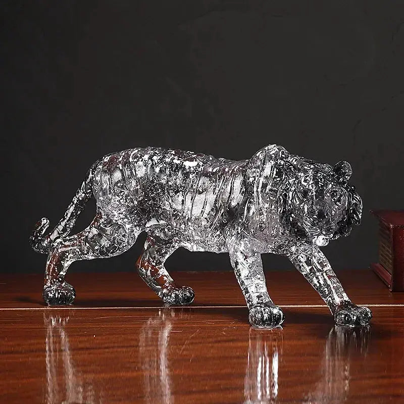 Golden Leopard Animal Sculpture with Gold Foil Resin for Home Decor by House Of Avana