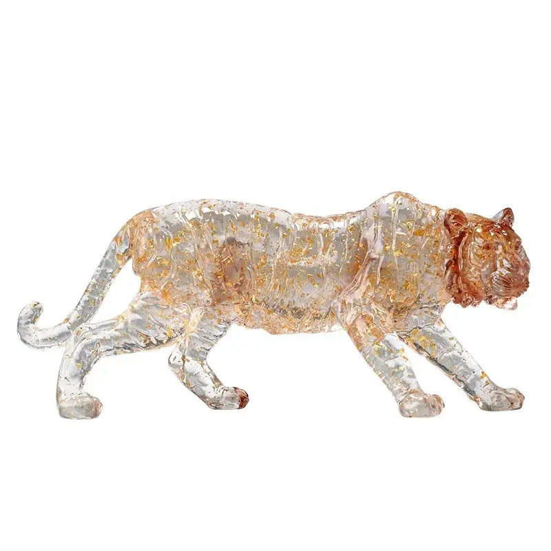Golden Leopard Animal Sculpture with Gold Foil Resin for Home Decor by House Of Avana