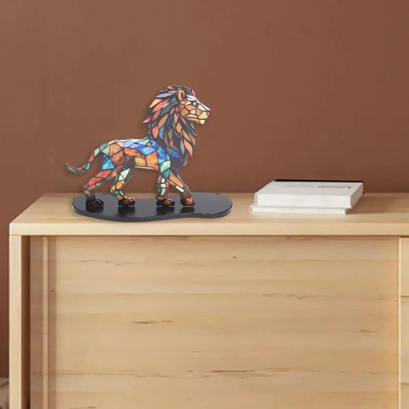 Lion Statue Vibrant Colorful Mosaic Design for Your Modern Living Room by House Of Avana