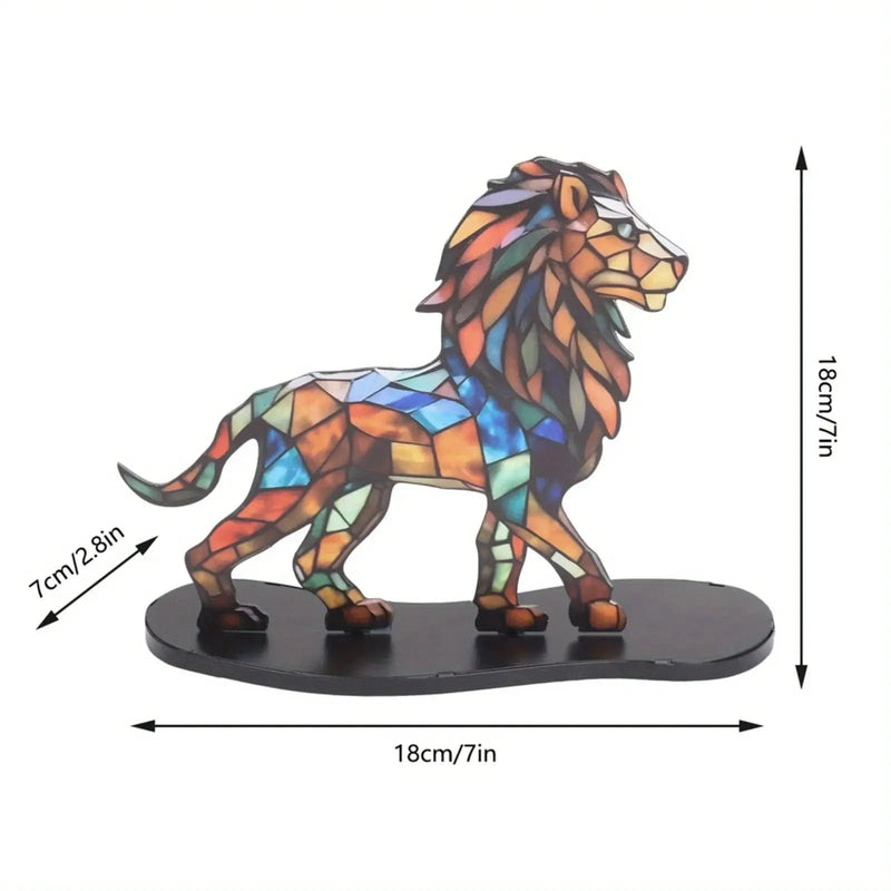 Lion Statue Vibrant Colorful Mosaic Design for Your Modern Living Room by House Of Avana