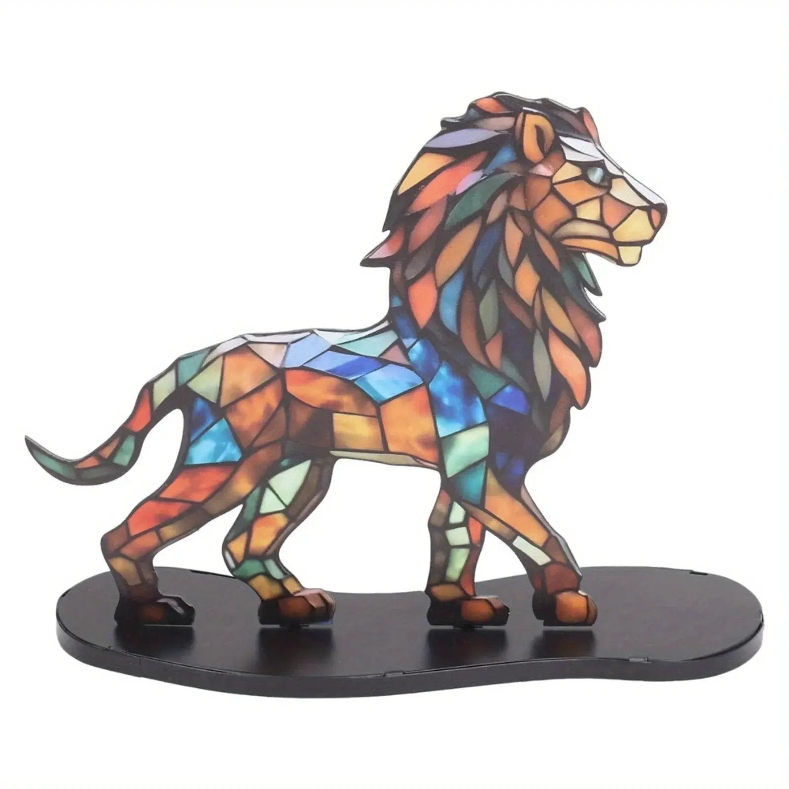 Lion Statue Vibrant Colorful Mosaic Design for Your Modern Living Room by House Of Avana