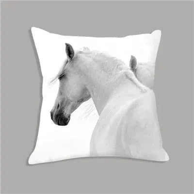 Animal White Horse Seat Cushion Plush Pillowcase Throw Pillow 45x45cm Decorative Cushion No filler for Sofa Home Decor by House Of Avana