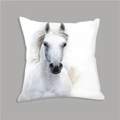 Animal White Horse Seat Cushion Plush Pillowcase Throw Pillow 45x45cm Decorative Cushion No filler for Sofa Home Decor by House Of Avana