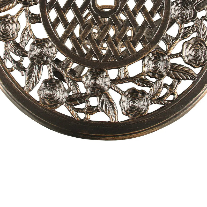 Bronze Rose Ornate Outdoor Patio Garden Aluminum 3 Piece Bistro Set by Sharicks
