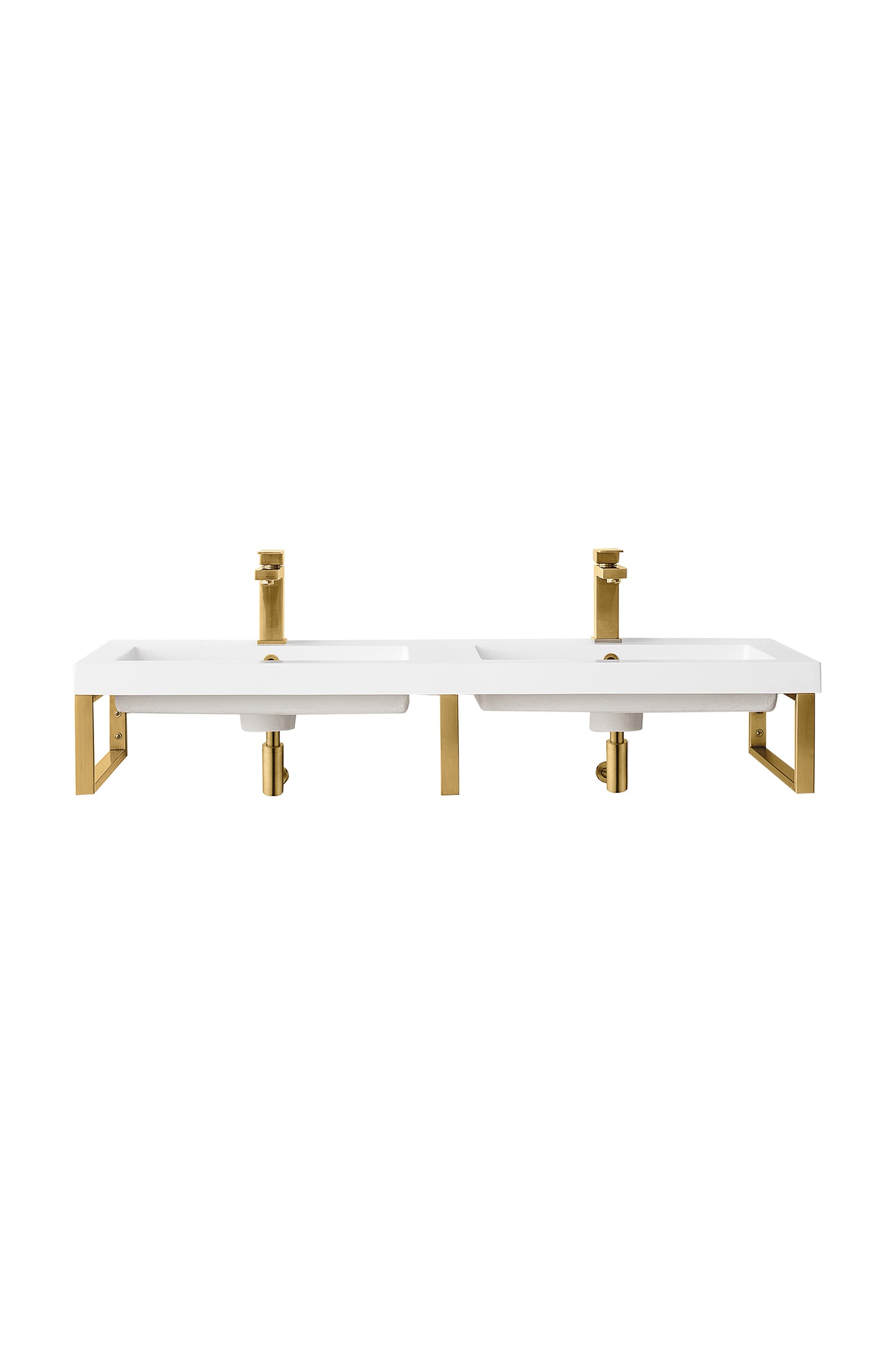 James Martin Boston 18" Floating Wall Bracket, Radiant Gold with White Glossy (47" Top) countertop