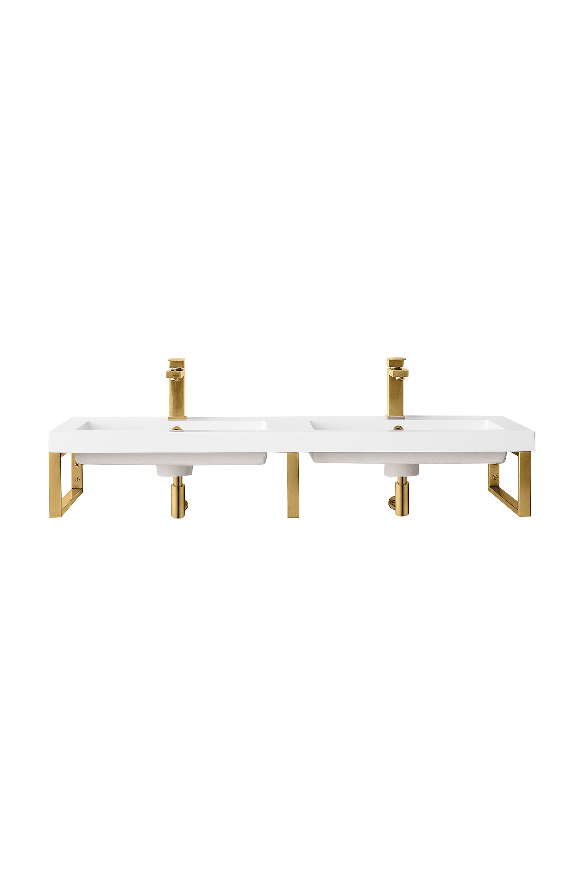 James Martin Boston 18" Floating Wall Bracket, Radiant Gold with White Glossy (47" Top) countertop