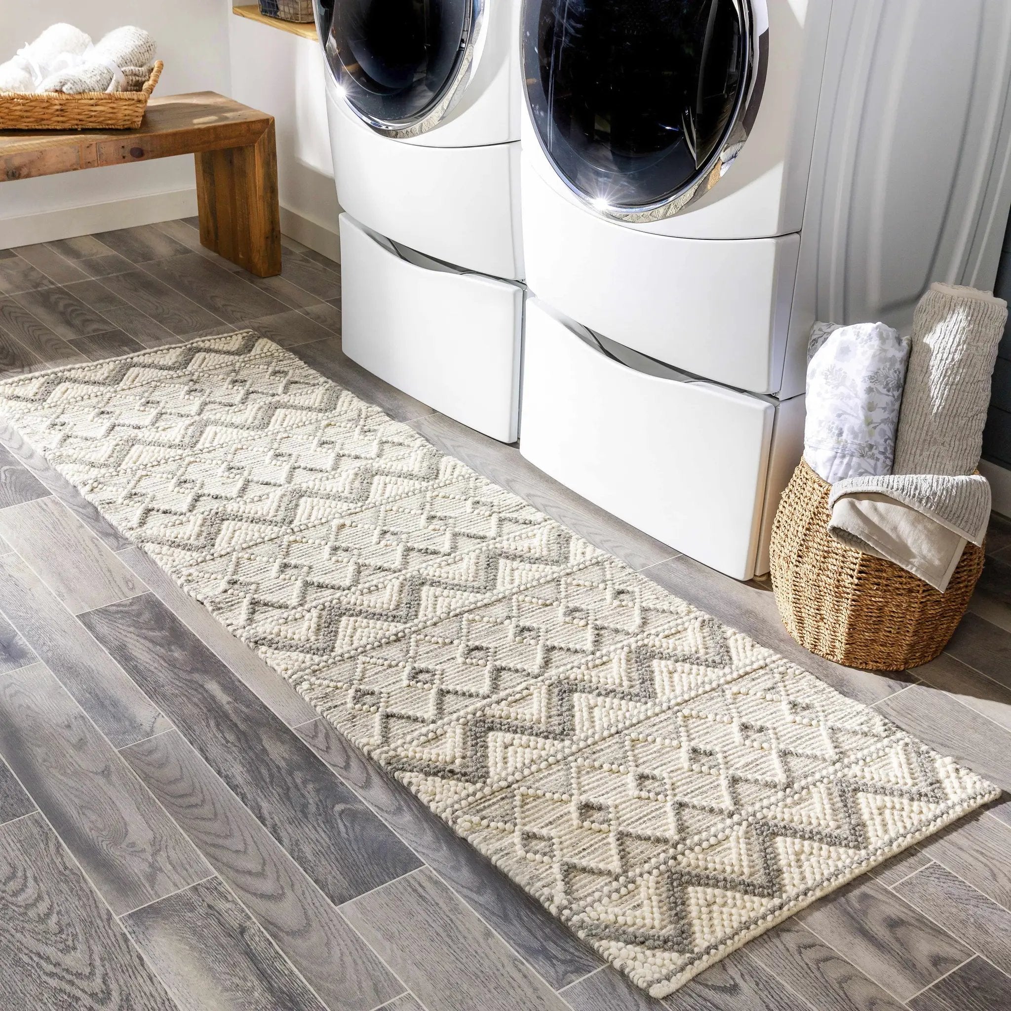 Whittington Gray&Cream Wool Rug - Clearance by Boutique Rugs