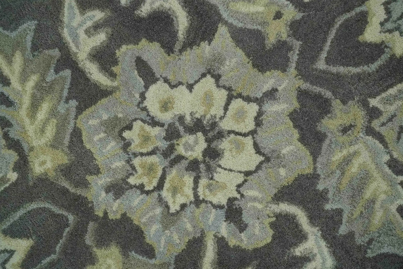 Antique Design 8x10 Charcoal and Beige Traditional Floral Hand Tufted rug by The Rug Decor