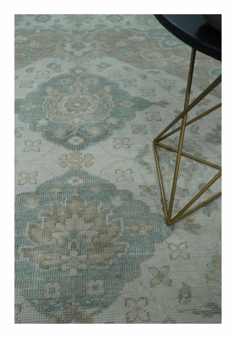 Antique Design Medallion Earthy Ivory and Camel 8x10 wool Area Rug by The Rug Decor