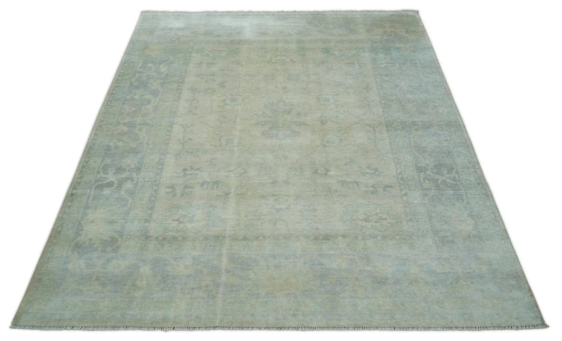 Antique Finish Silver, Gray and Charcoal Hand Knotted Oriental Oushak 8x10 wool Area Rug by The Rug Decor