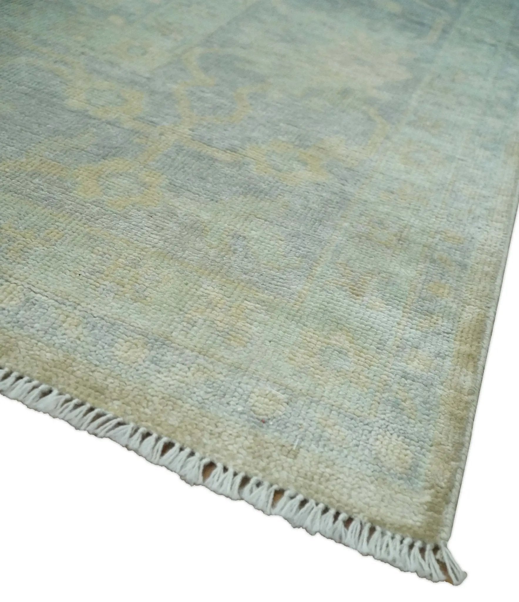 Antique Finish Silver, Gray and Charcoal Hand Knotted Oriental Oushak 8x10 wool Area Rug by The Rug Decor