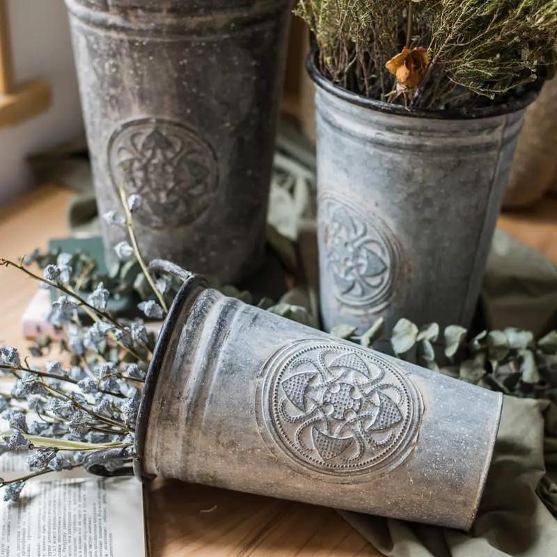 Antique Floral Carving Iron Flower Pot by RusticReach