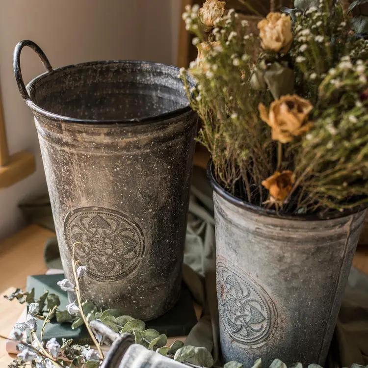 Antique Floral Carving Iron Flower Pot by RusticReach