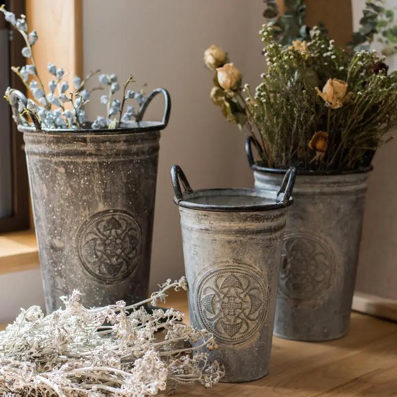 Antique Floral Carving Iron Flower Pot by RusticReach