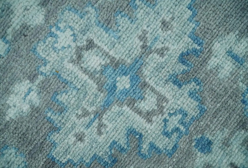Antique Turkish Gray and Blue Hand Knotted 8x10 Wool Area Rug by The Rug Decor