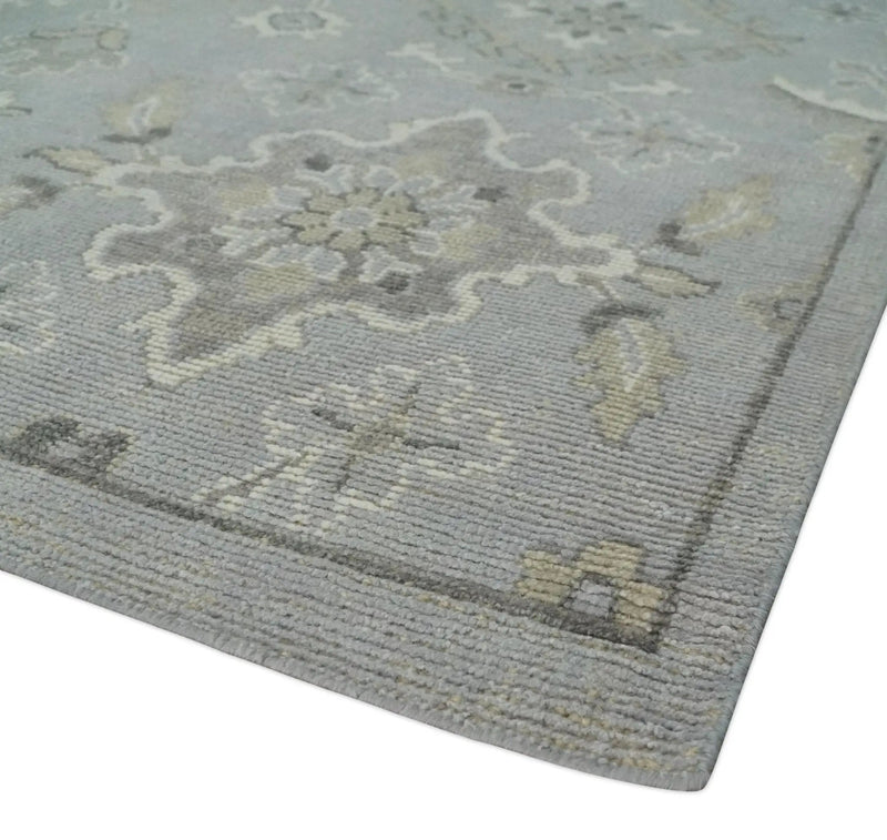 Antique Style Silver And Beige Modern Oushak wool Area Rug by The Rug Decor