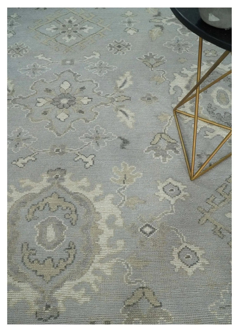 Antique Style Silver And Beige Modern Oushak wool Area Rug by The Rug Decor