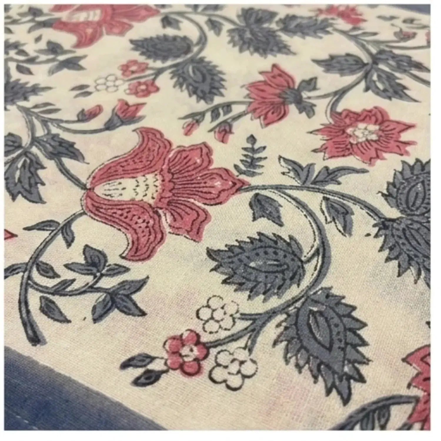 Antique Rose & Charcoal Table Linen Set – 13 Piece | Hand Block Printed Cotton | Runner, Placemats & Napkins by House Of Avana