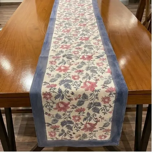 Antique Rose & Charcoal Table Linen Set – 13 Piece | Hand Block Printed Cotton | Runner, Placemats & Napkins by House Of Avana