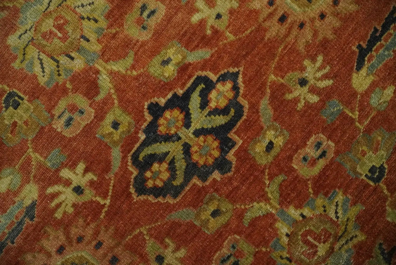 Antique Style 8x10 Rust, Black and Gold Hand Knotted Traditional Turkish Serapi Wool Area Rug by The Rug Decor