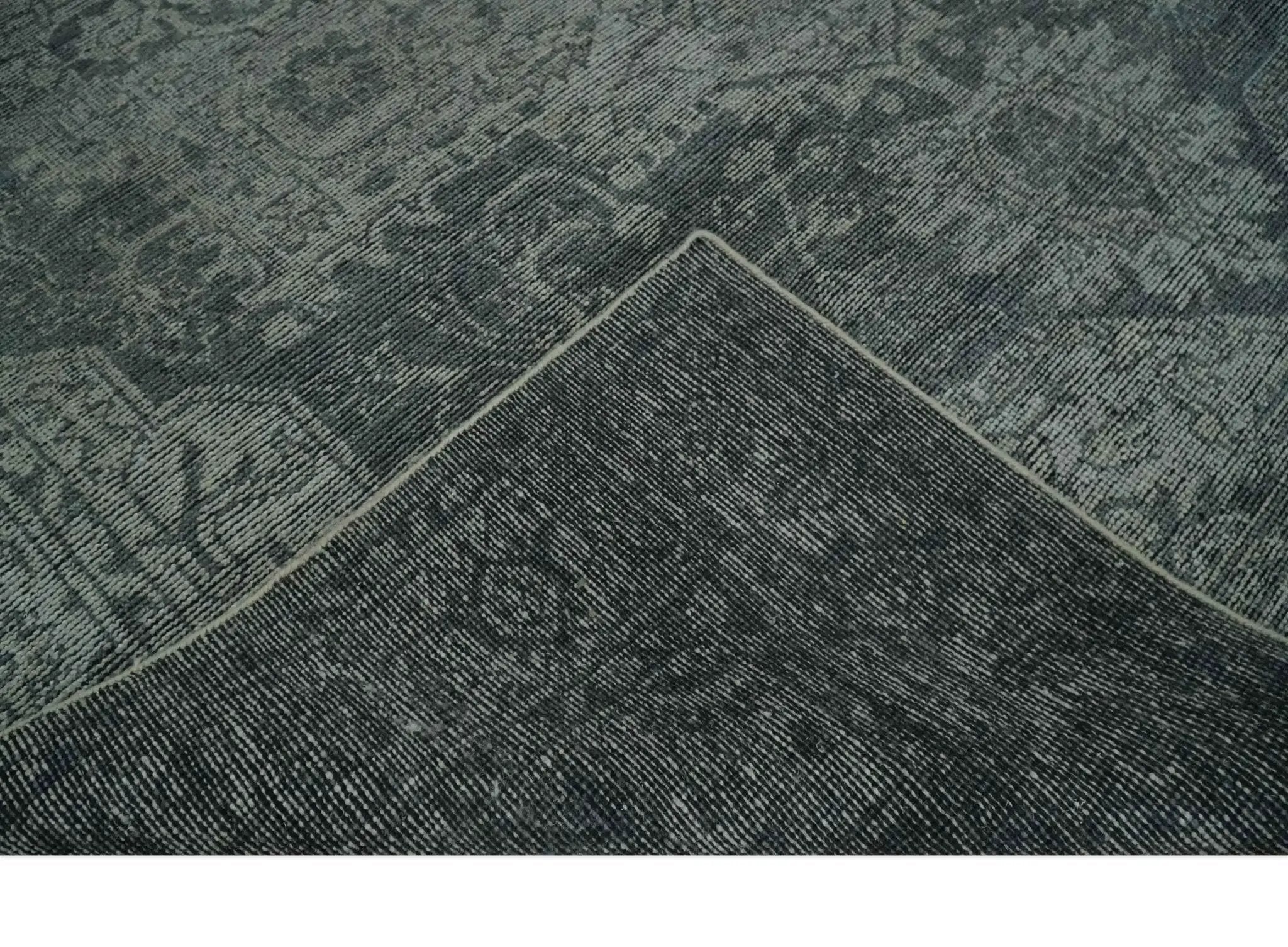 Antique Style Charcoal and Silver Traditional Heriz Medallion 8x10 wool Area Rug by The Rug Decor