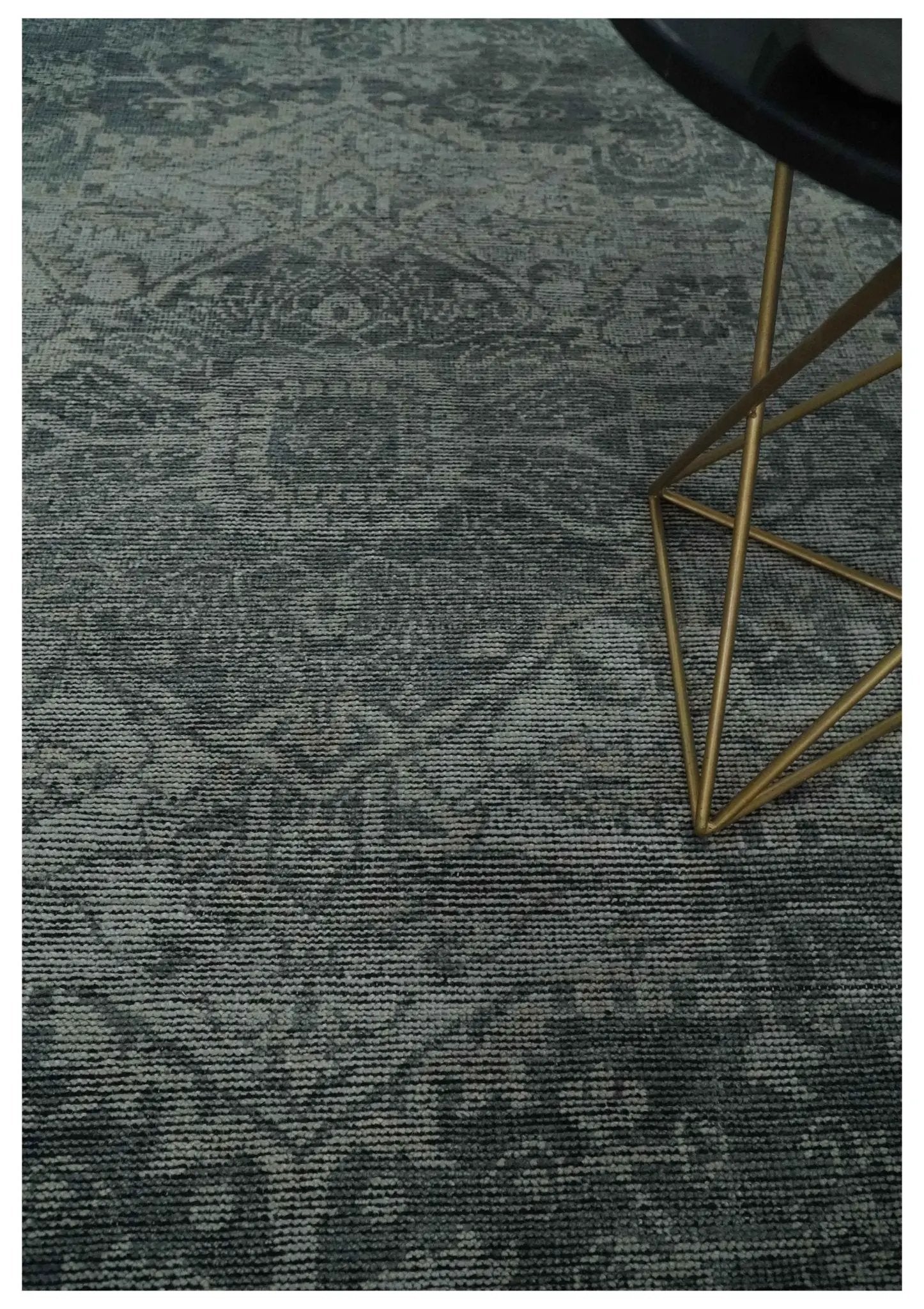Antique Style Charcoal and Silver Traditional Heriz Medallion 8x10 wool Area Rug by The Rug Decor