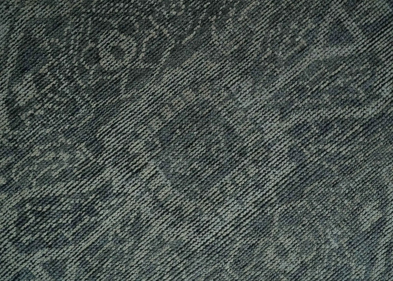 Antique Style Charcoal and Silver Traditional Heriz Medallion 8x10 wool Area Rug by The Rug Decor