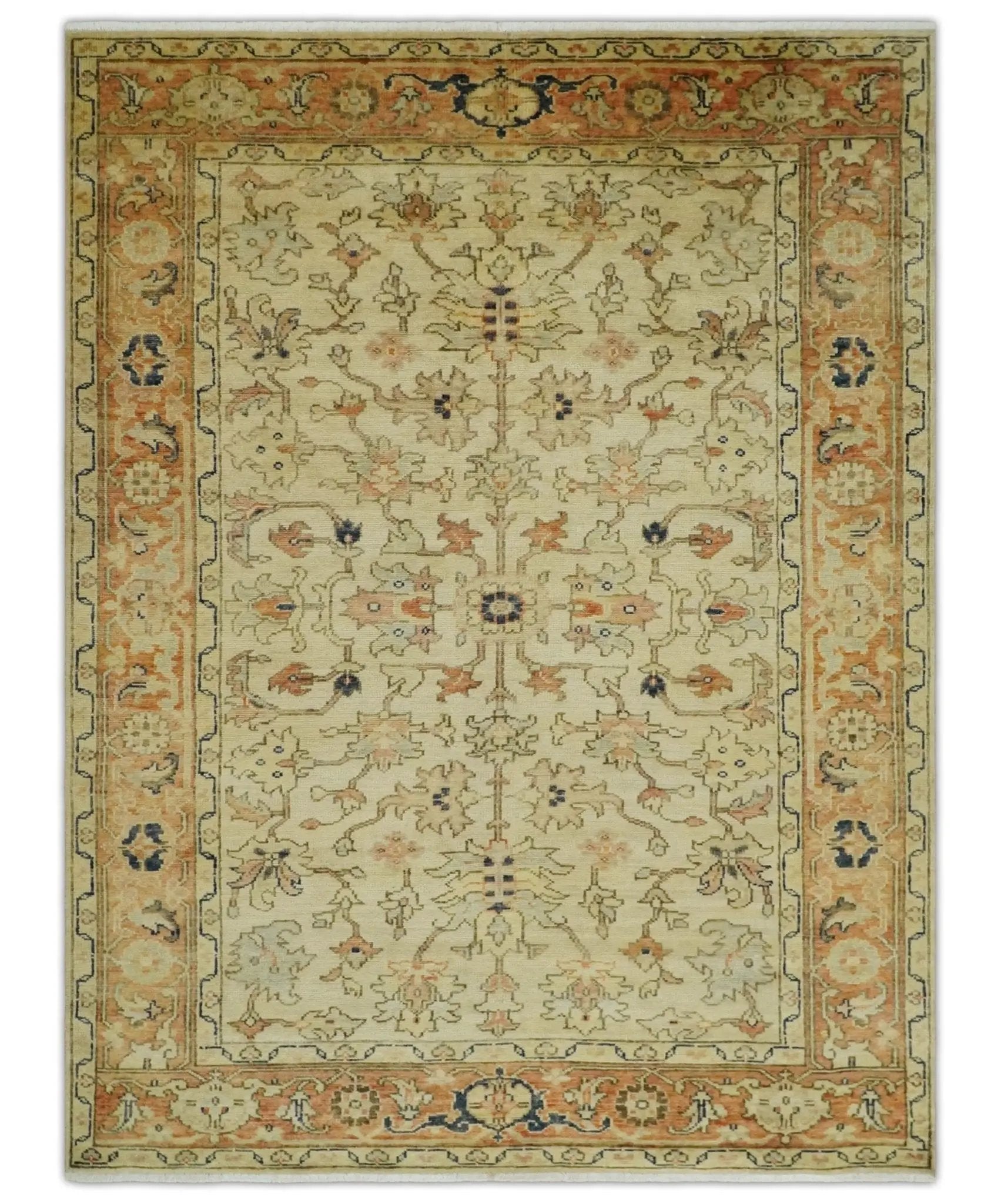 Antique Style Empress Tabriz 6x8 Hand Knotted Beige and Rust Modern Traditional Wool Rug | N35368 by The Rug Decor