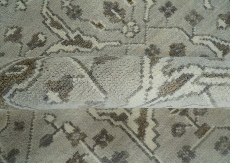 Antique Style Traditional Silver and Olive Oriental Oushak 8x10 wool Area Rug by The Rug Decor