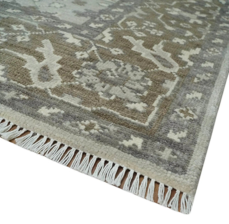 Antique Style Traditional Silver and Olive Oriental Oushak 8x10 wool Area Rug by The Rug Decor